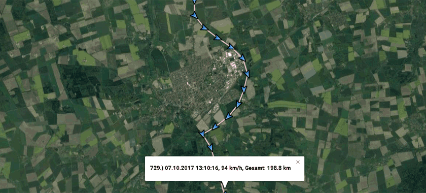 GPS Wegstrecke Google Maps Satelliten-Ansicht